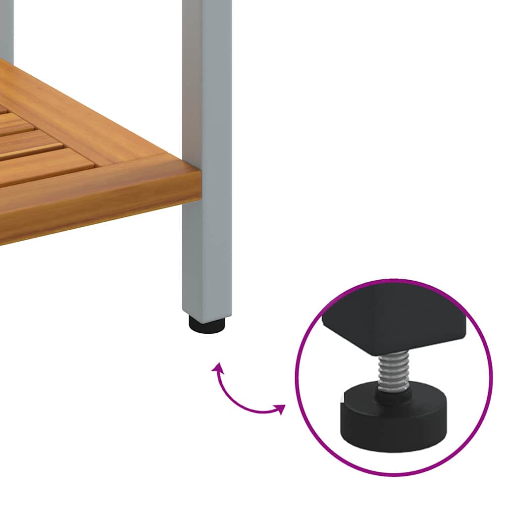 vidaXL Εξωτερικό Τραπέζι με ράφι Φυσικό και Γκρι 110 x 35 x 75 cm