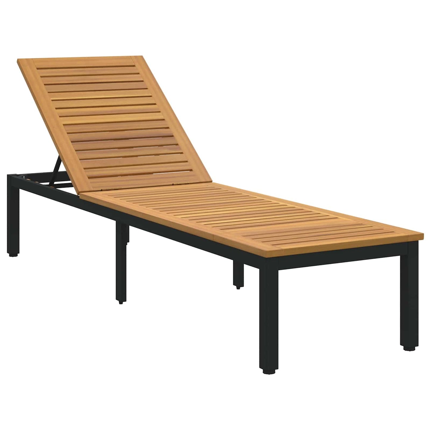 vidaXL Ξαπλώστρα Μαύρο 200 x 55 x 35 cm Στερεό Ξύλο Ακακίας