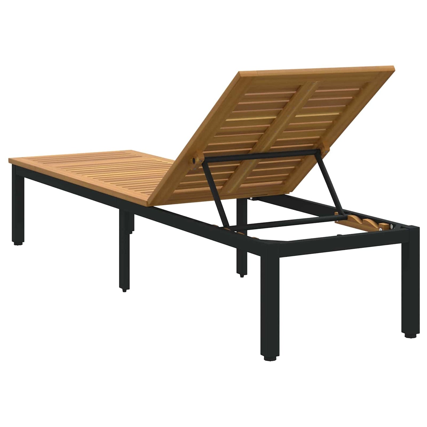 vidaXL Ξαπλώστρα Μαύρο 200 x 55 x 35 cm Στερεό Ξύλο Ακακίας