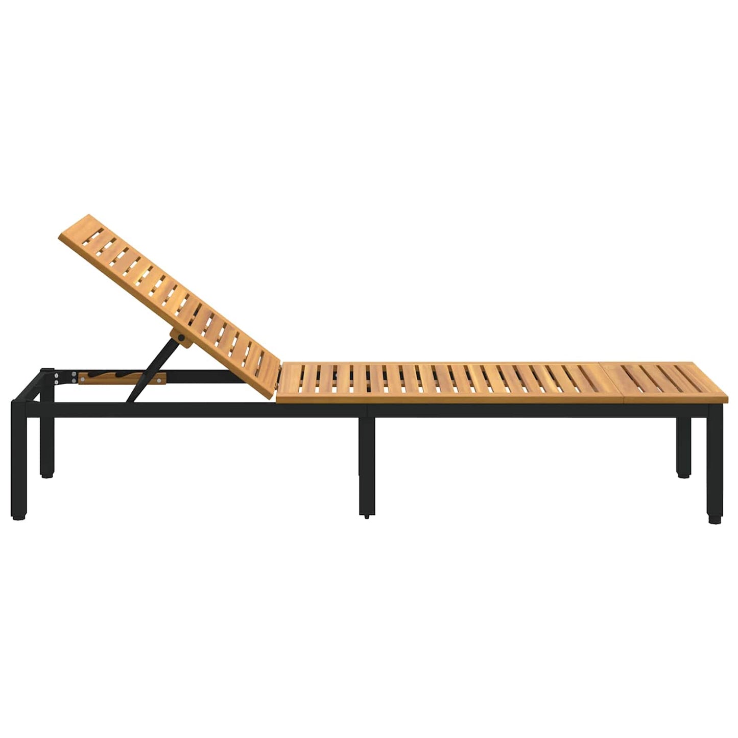 vidaXL Ξαπλώστρα Μαύρο 200 x 55 x 35 cm Στερεό Ξύλο Ακακίας