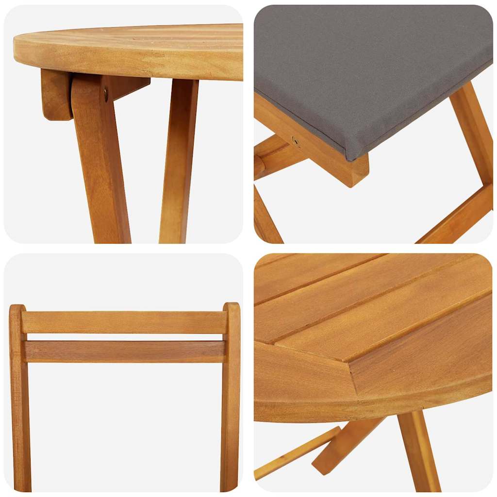 vidaXL Σετ Μπινώ 3 Τεμαχίων με Μαξιλάρια - Συμπαγές Ξύλο Ακακίας