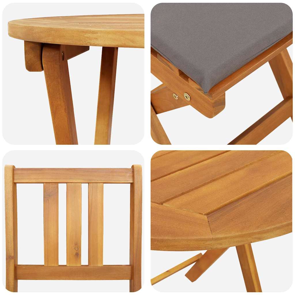 vidaXL Σετ μπιστρό με μαξιλάρι 3 pcs Φυσικό Λάδι Στερεό Ξύλο Ακακίας