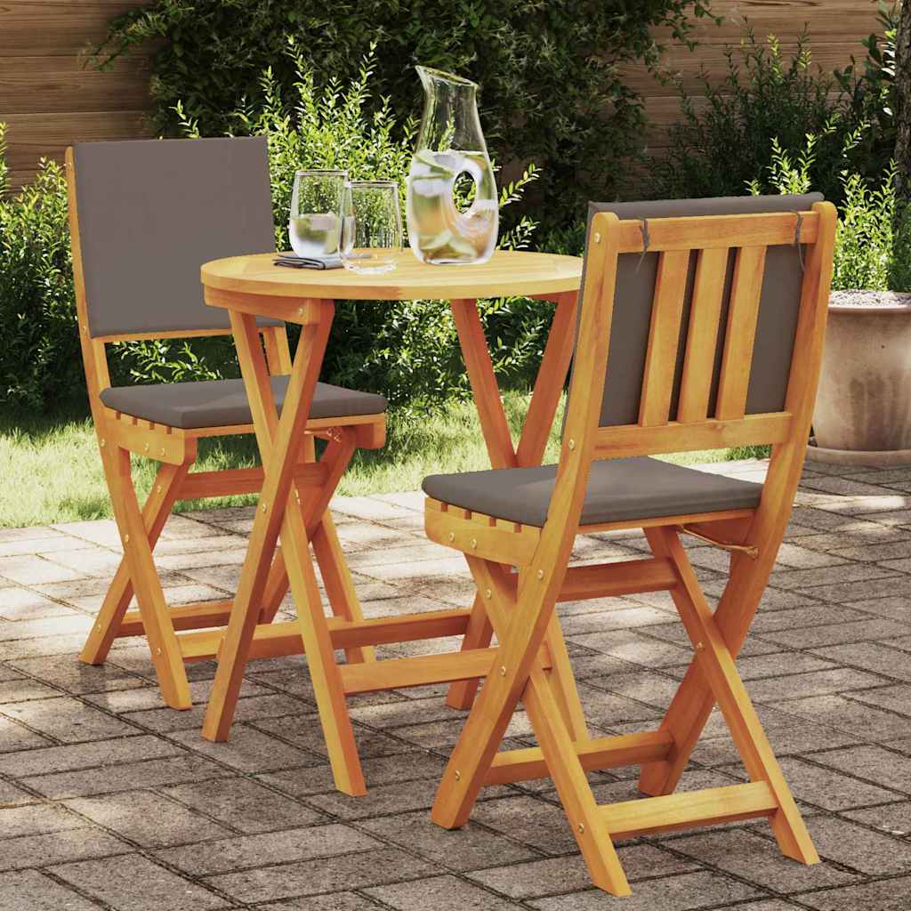 vidaXL Σετ μπιστρό με μαξιλάρι 3 pcs Φυσικό Λάδι Στερεό Ξύλο Ακακίας