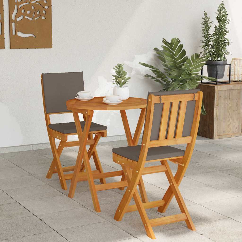 vidaXL Σετ μπιστρό με μαξιλάρι 3 pcs Φυσικό Λάδι Στερεό Ξύλο Ακακίας
