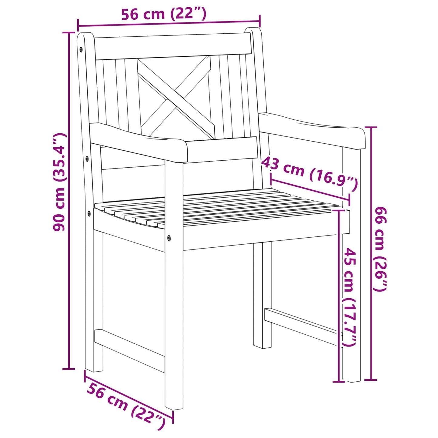 vidaXL Εξωτερικός πάγκος 2 pcs Φυσικό 56 x 55,5 x 90 εκ.
