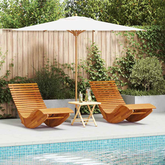vidaXL Ξαπλώστρα 2 pcs Καφέ 154 x 60 x 74 εκ Στερεό Ξύλο Ακακίας