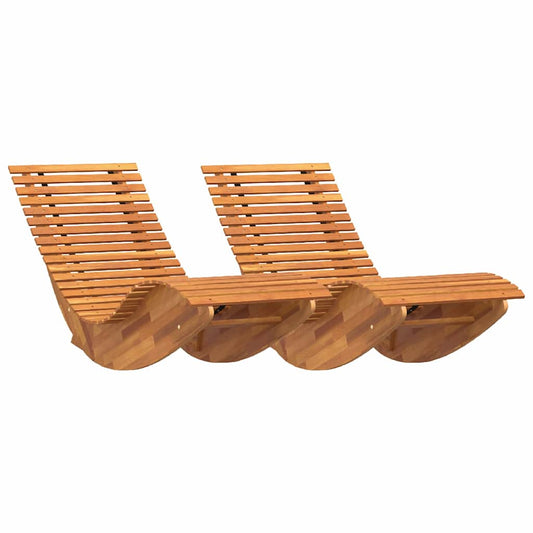 vidaXL Ξαπλώστρα 2 pcs Καφέ 154 x 60 x 74 εκ Στερεό Ξύλο Ακακίας