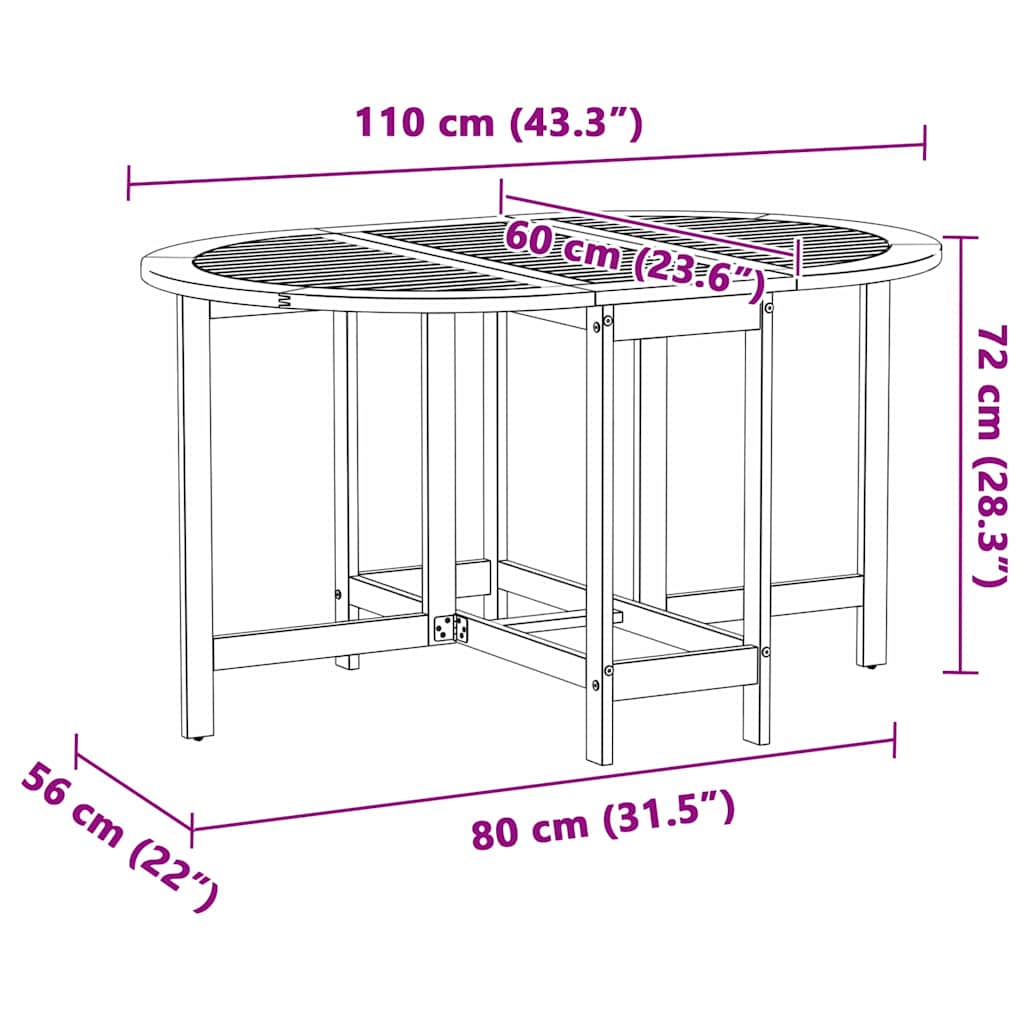 vidaXL Τραπέζι Κήπου 5 pcs Καφέ Στερεό Ξύλο Ακακίας