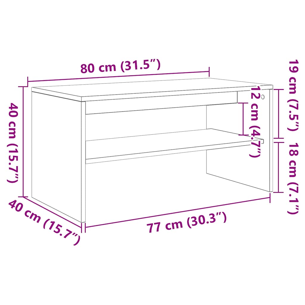 vidaXL Έπιπλο Τηλεόρασης Sonoma Δρυς 80 x 40 x 40 εκ. από Μοριοσανίδα
