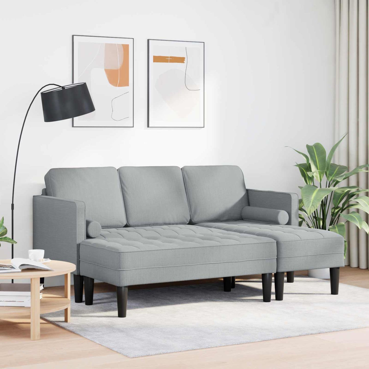 vidaXL Σετ Καναπέ με μαξιλάρι 2 pcs Ανοιχτό γκρι Πολυεστέρας