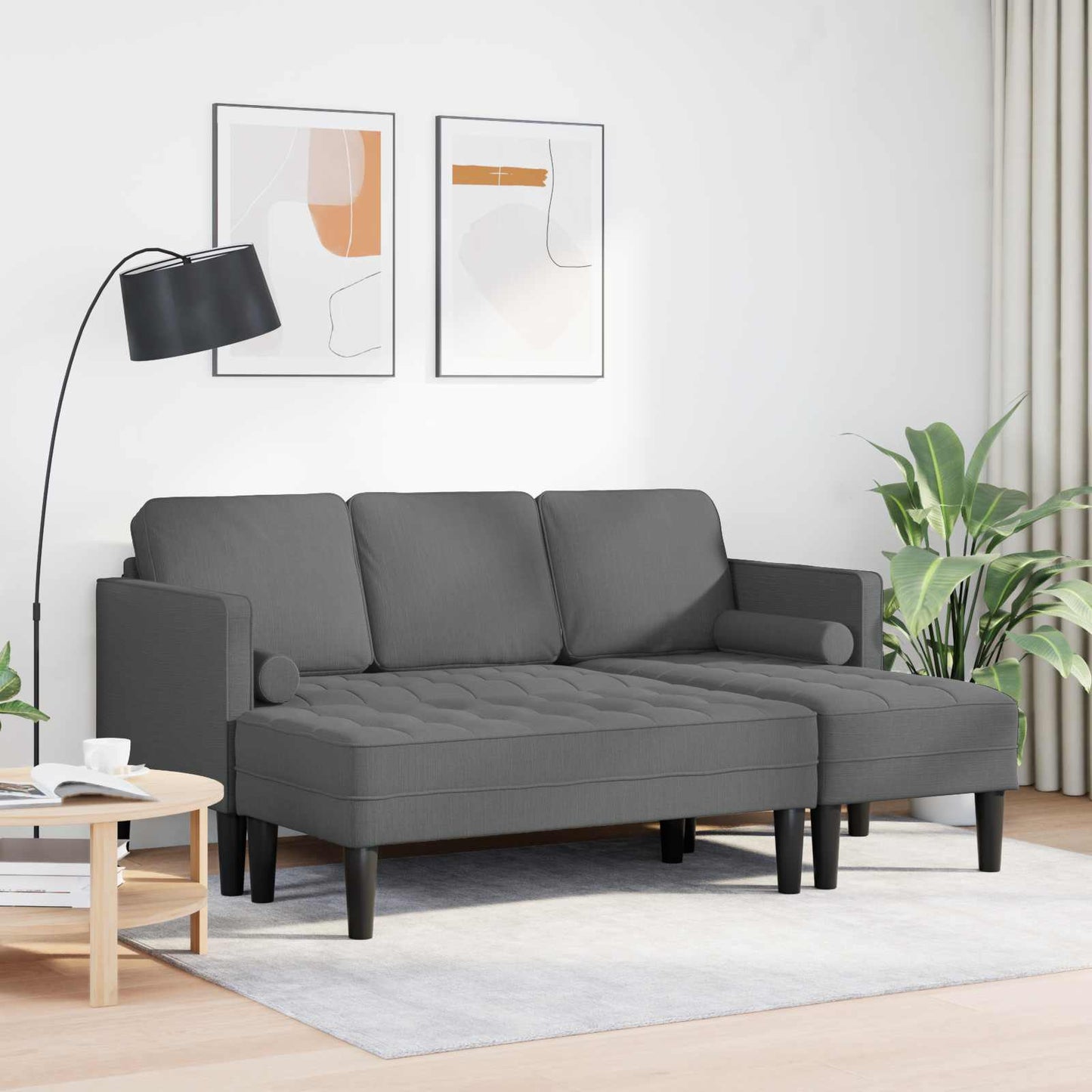 vidaXL Σετ Καναπέ με μαξιλάρι 2 pcs Σκούρο Γκρι Πολυεστέρας