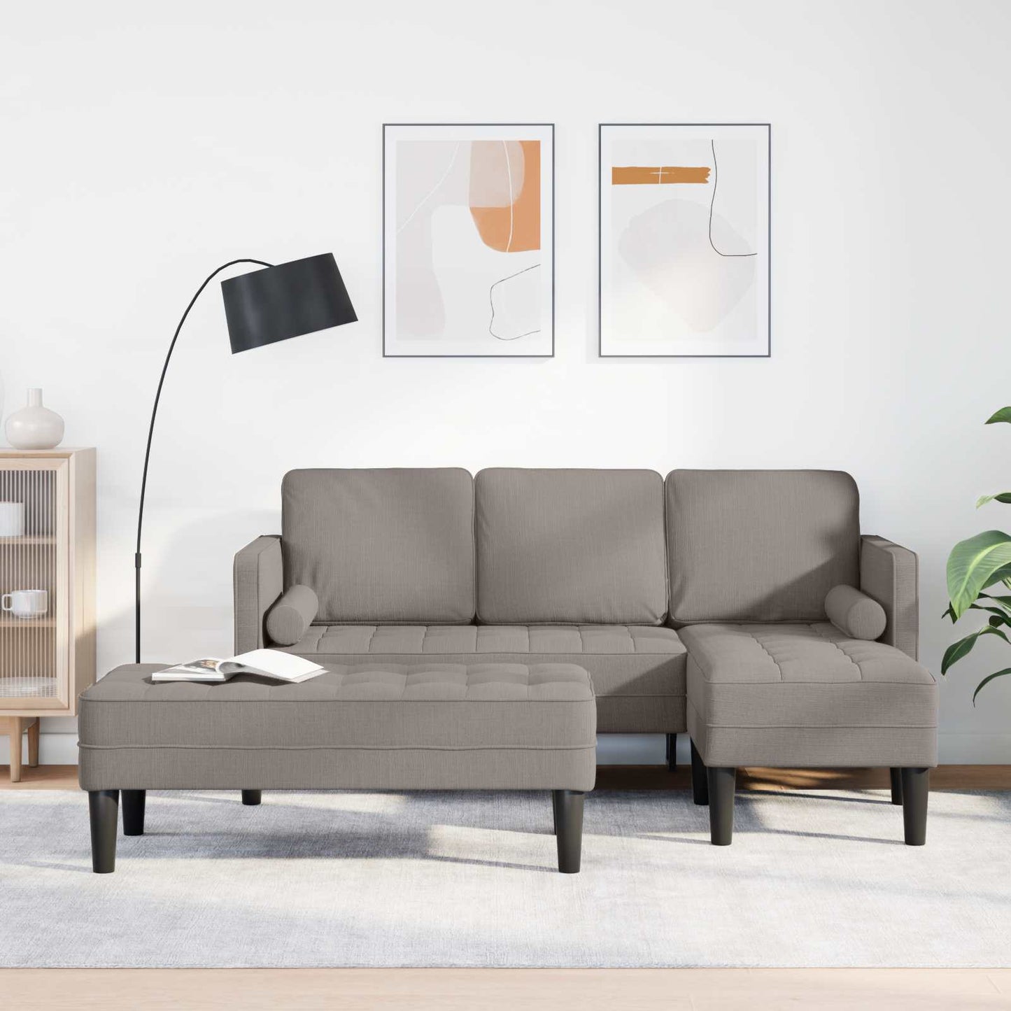 vidaXL Σετ Καναπέ με μαξιλάρι 2 pcs Taupe Πολυεστέρας