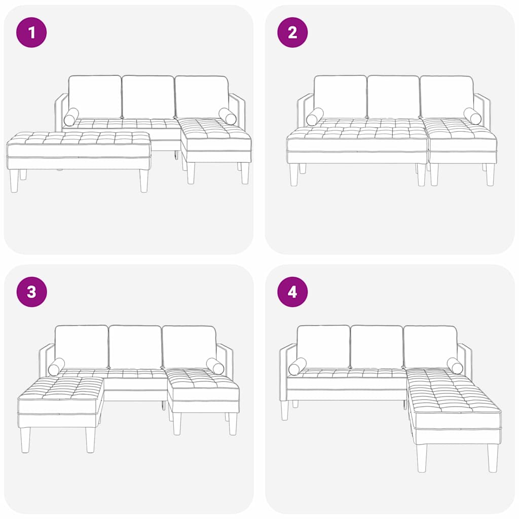 vidaXL Καναπές Κήπου με Πάγκο και Μαξιλάρια σε σχήμα L Σκούρο Γκρι Βελούδο