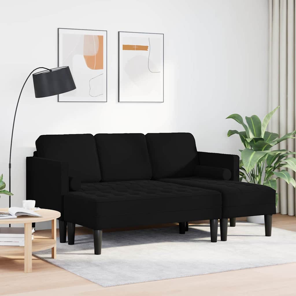 vidaXL Σετ Καναπέ με μαξιλάρι 2 pcs Μαύρο Πολυεστέρας