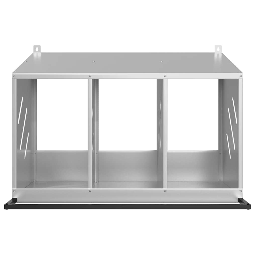 vidaXL Κουτί φωλιάς κοτόπουλου με 3 θήκες γαλβανισμένο ασήμι μέταλλο