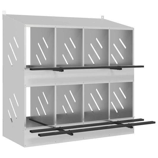 vidaXL Κουτί φωλιάς κοτόπουλου με 8 θήκες γαλβανισμένο ασήμι μέταλλο