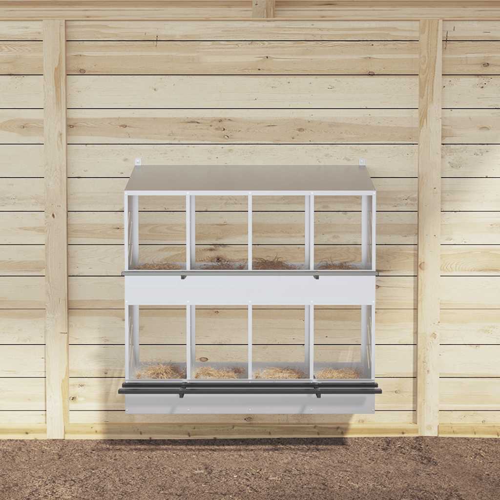 vidaXL Κουτί φωλιάς κοτόπουλου με 8 θήκες γαλβανισμένο ασήμι μέταλλο