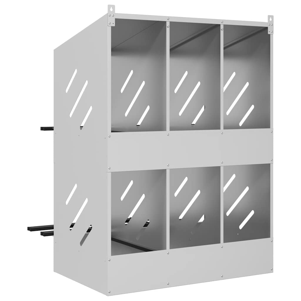 vidaXL Κουτί φωλιάς κοτόπουλου με 6 θήκες γαλβανισμένο ασήμι μέταλλο
