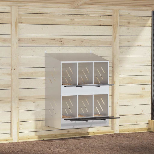 vidaXL Κουτί φωλιάς κοτόπουλου με 6 θήκες γαλβανισμένο ασήμι μέταλλο