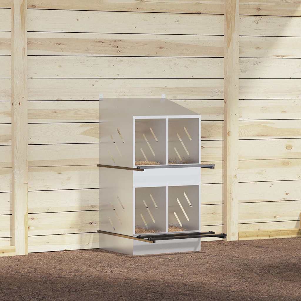 vidaXL Κουτί φωλιάς κοτόπουλου με 4 θήκες γαλβανισμένο ασήμι μέταλλο