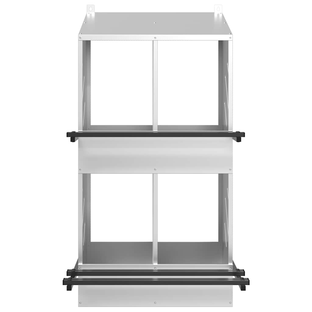 vidaXL Κουτί φωλιάς κοτόπουλου με 4 θήκες γαλβανισμένο ασήμι μέταλλο