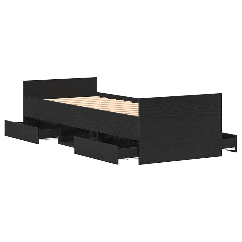 vidaXL Κρεβάτι χωρίς Στρώμα Μαύρη Δρυς 75x190 εκ Επεξεργασμένο Ξύλο
