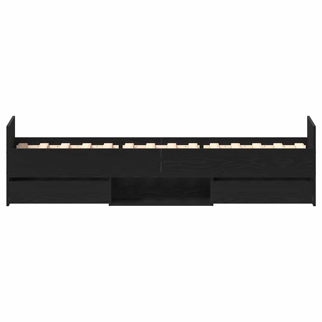 vidaXL Κρεβάτι χωρίς Στρώμα Μαύρη Δρυς 75x190 εκ Επεξεργασμένο Ξύλο