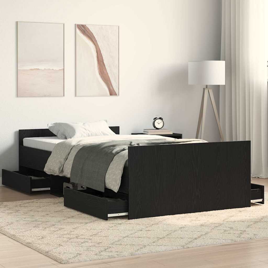 vidaXL Κρεβάτι χωρίς στρώμα μαύρης δρυός 100x200 εκ. επεξεργασμένο ξύλο