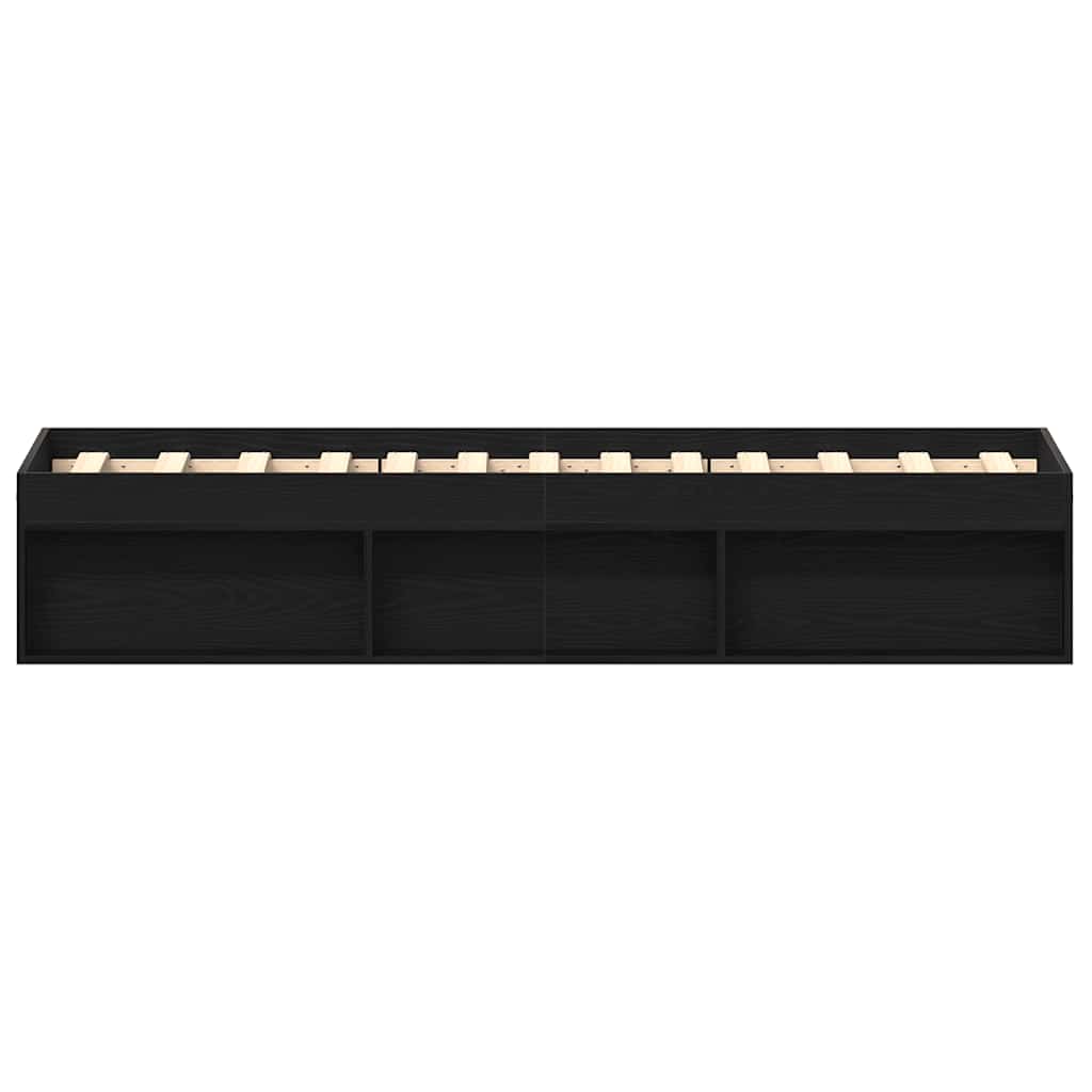 vidaXL Πλαίσιο Κρεβ. Χωρ. Στρώμα Μαύρη Δρυς 90 x 190 εκ. Επεξ. Ξύλο