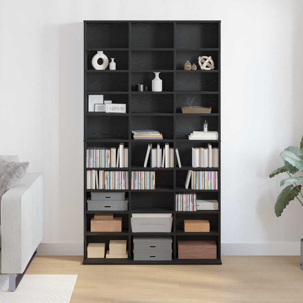 vidaXL Ντουλάπι CD Μαύρη δρυς 101 x 23 x 177.5 εκ Επεξεργασμένο ξύλο