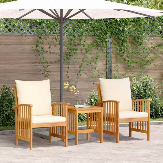 vidaXL Σετ Καναπέ Κήπου με μαξιλάρι 3 pcs Καφέ Μασίφ ξύλο ακακίας