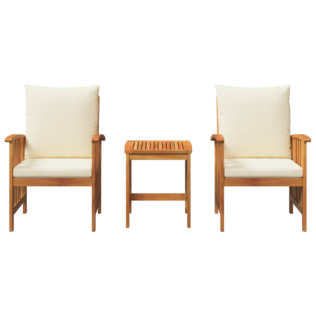 vidaXL Σετ Καναπέ Κήπου με μαξιλάρι 3 pcs Καφέ Μασίφ ξύλο ακακίας