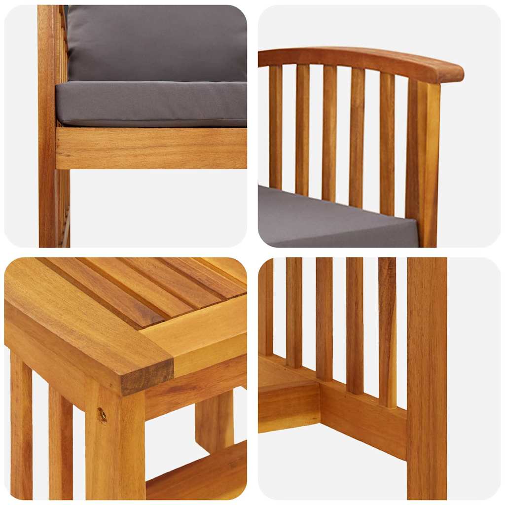 Σετ Κήπου 3 Τεμαχίων vidaXL με Μαξιλάρια από Στερεό Ξύλο Ακακίας