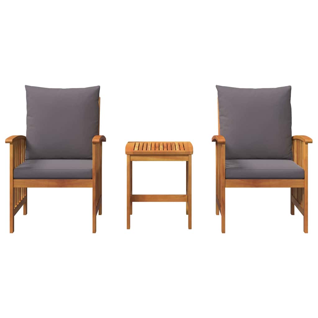 Σετ Κήπου 3 Τεμαχίων vidaXL με Μαξιλάρια από Στερεό Ξύλο Ακακίας