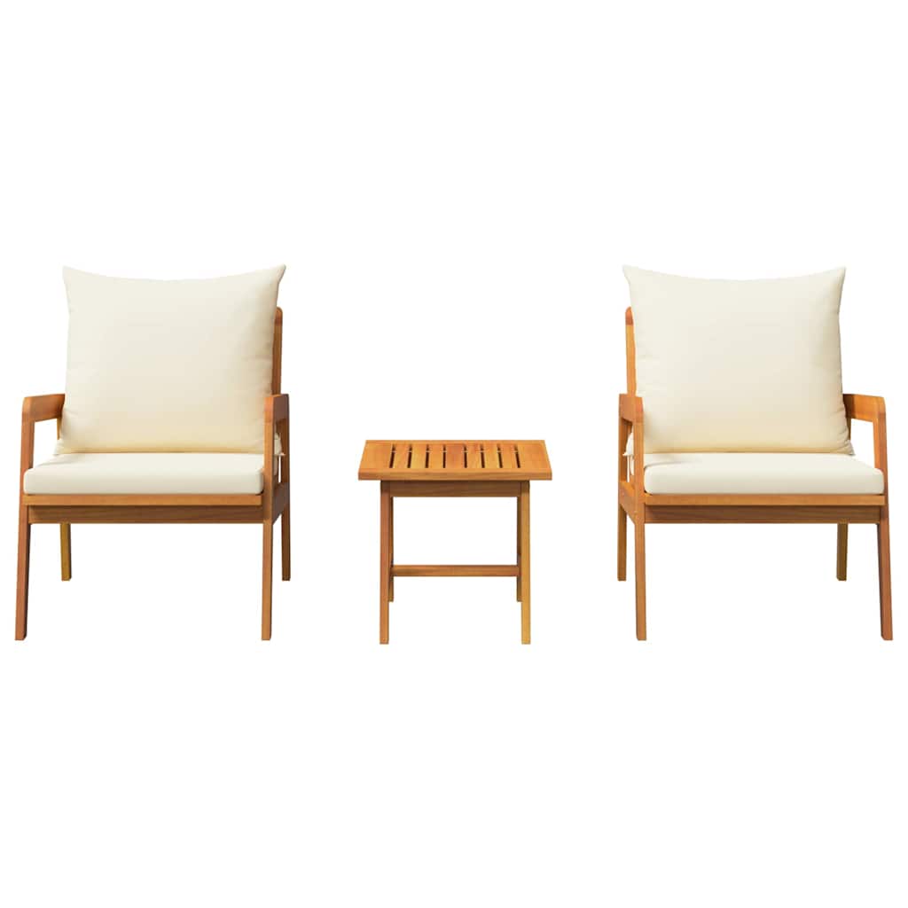 vidaXL Σετ μπιστρό με μαξιλάρι 3 pcs Καφέ Στερεό Ξύλο Ακακίας