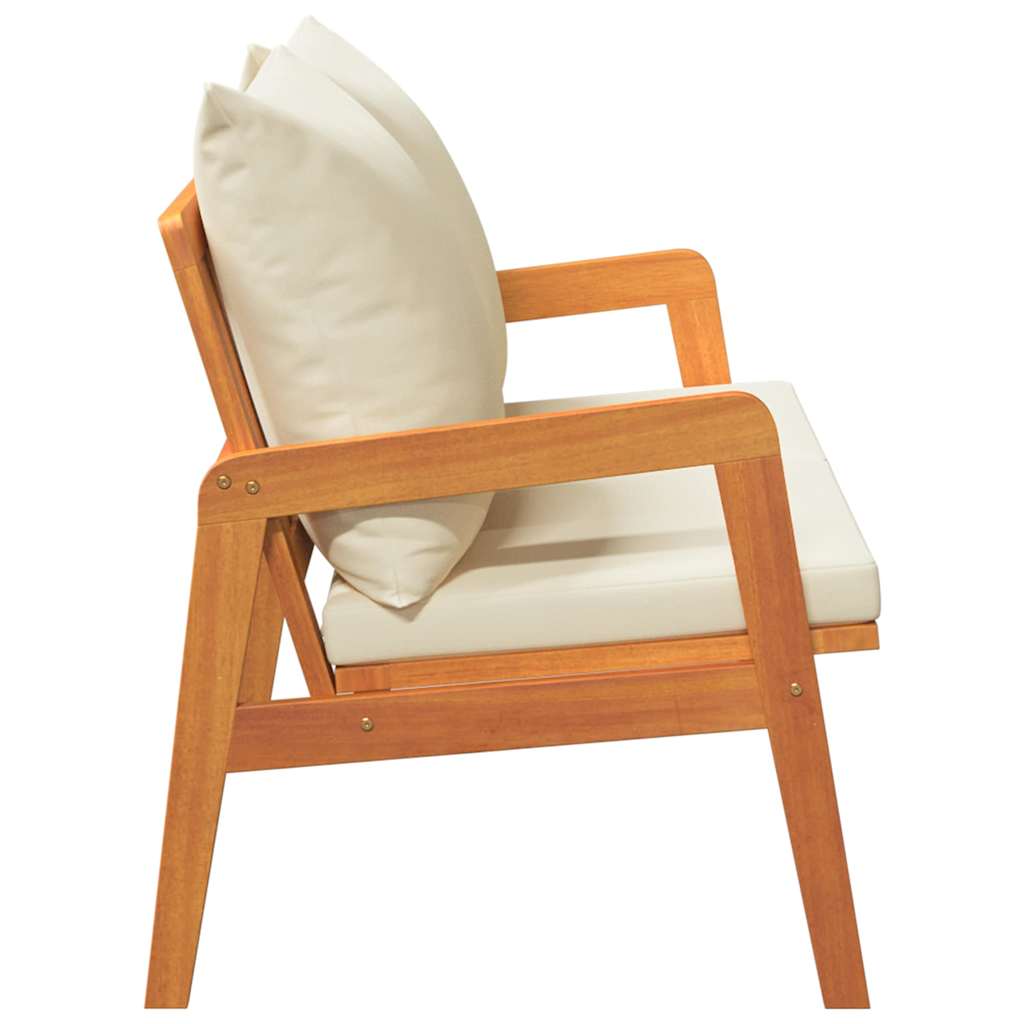 vidaXL Παγκάκι κήπου με μαξιλάρι Καφέ Μασίφ ξύλο ακακίας