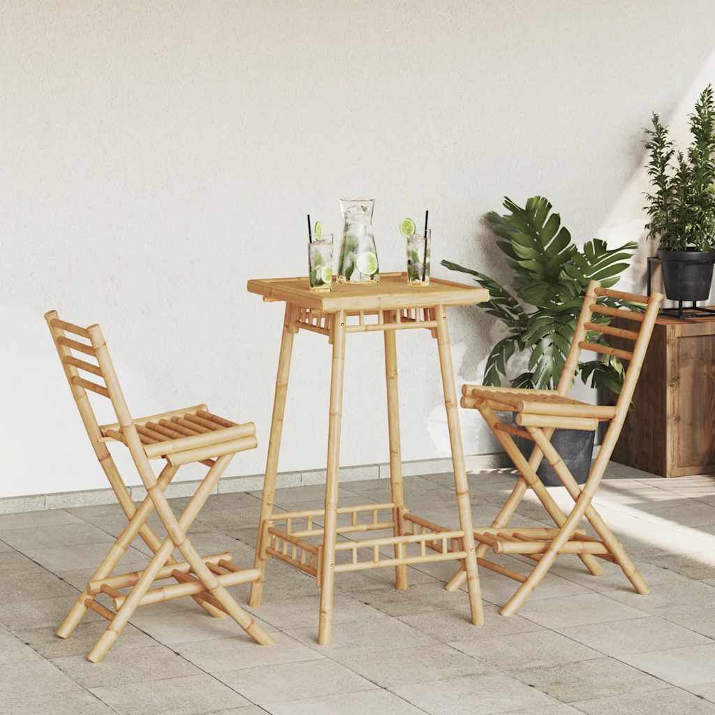 vidaXL Σετ Μπαρ Εξωτερικού Χώρου 3 Τεμαχίων Πτυσσόμενο από Μπαμπού