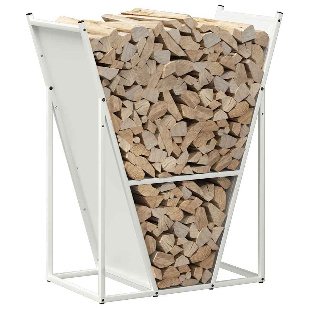 vidaXL Ράφι Καυσόξυλων Λευκό 69,5x35x81 εκ. Χάλυβας ψυχρής έλασης