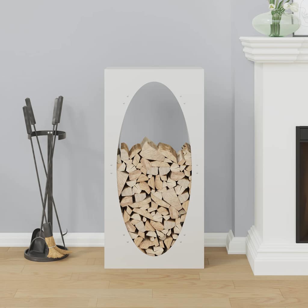 vidaXL Ράφι Καυσόξυλων Λευκό 50x23x100 εκ. Χάλυβας ψυχρής έλασης