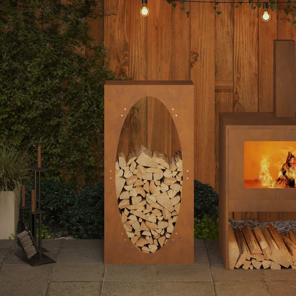 vidaXL Ράφι για καυσόξυλα 50x23x100 εκ. Ατσάλι σκληρυθέν στον αέρα