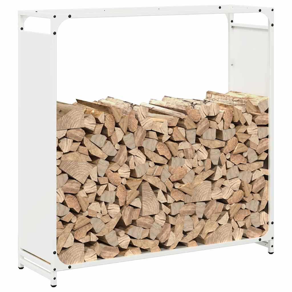vidaXL Ράφι για καυσόξυλα Λευκό 90x28x90 cm Ατσάλι ψυχρής έλασης