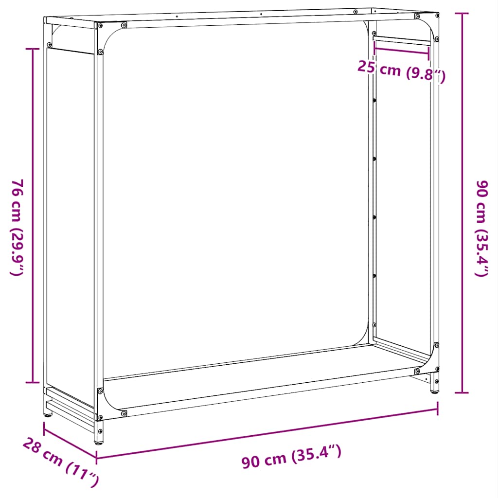 vidaXL Ράφι για καυσόξυλα Ελαιοπράσινο 90x28x90cm Ατσάλι ψυχρής έλασης