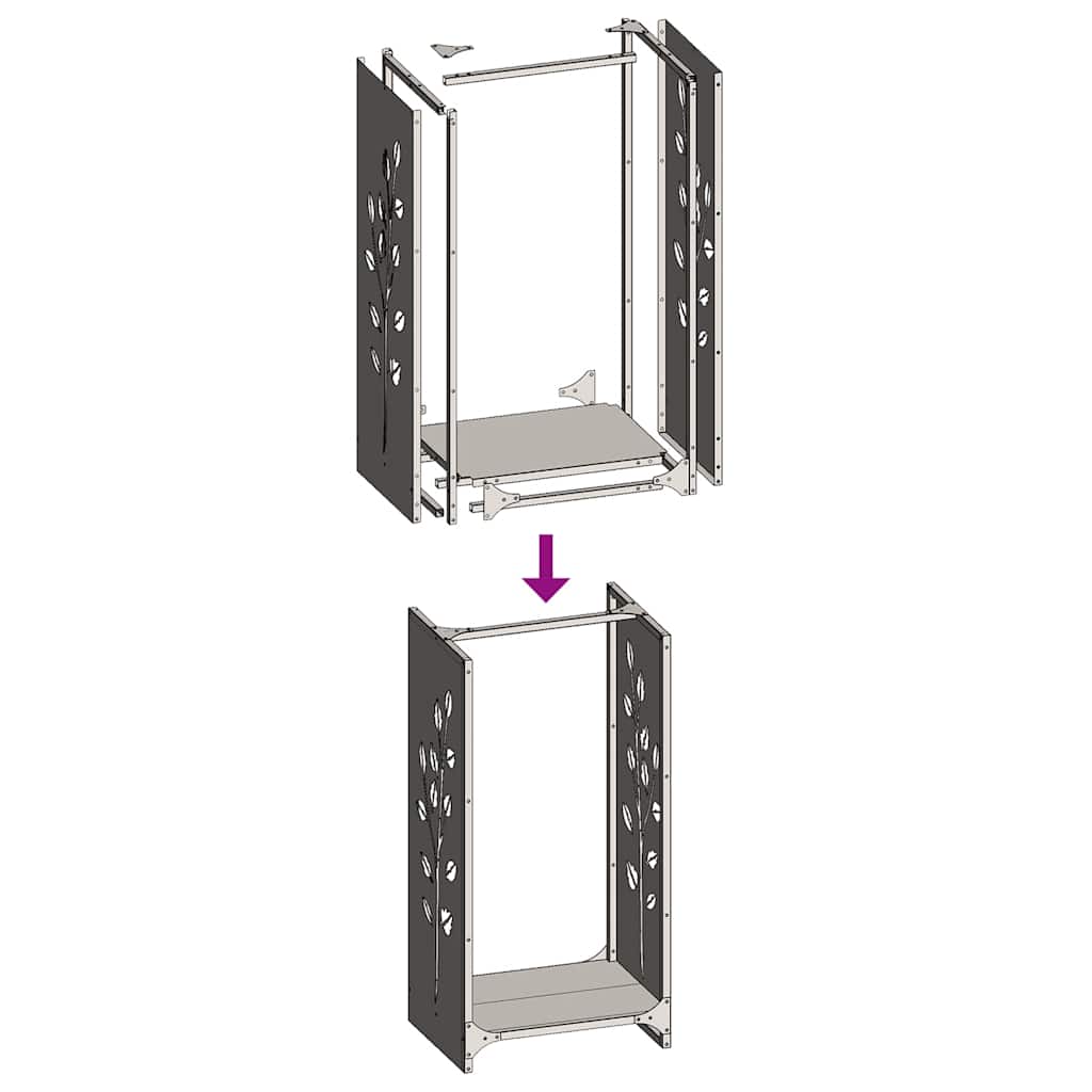 vidaXL Ράφι Καυσόξυλων Μαύρο 40x30x80 εκ. Χάλυβας ψυχρής έλασης