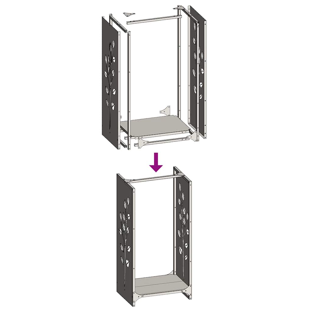 vidaXL Ράφι Καυσόξυλων Ανθρακί 40x30x80 εκ. Χάλυβας ψυχρής έλασης