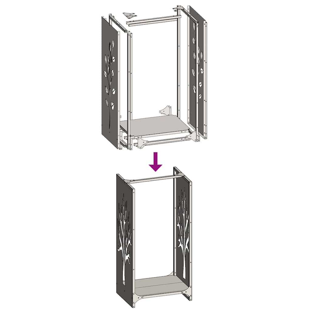 vidaXL Ράφι Καυσόξυλων Μαύρο 40x30x80 εκ. Χάλυβας ψυχρής έλασης