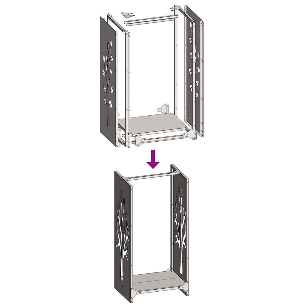 vidaXL Ράφι Καυσόξυλων Ανθρακί 40x30x80 εκ. Χάλυβας ψυχρής έλασης