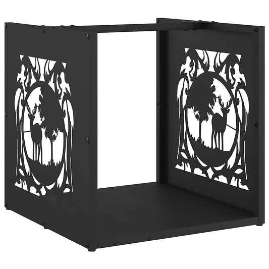 vidaXL Ράφι Καυσόξυλων Μαύρο 40x40x40 εκ. Χάλυβας ψυχρής έλασης