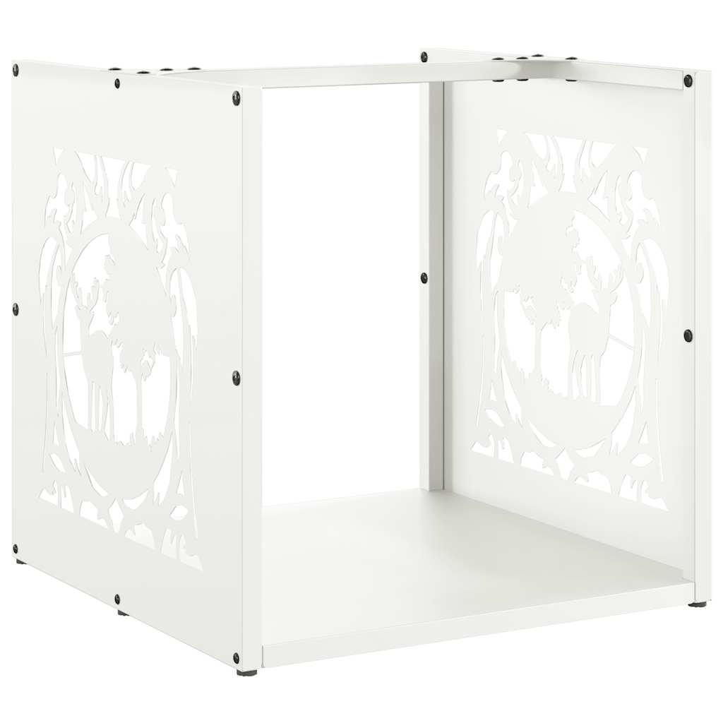 vidaXL Ράφι Καυσόξυλων Λευκό 40x40x40 εκ. Χάλυβας ψυχρής έλασης