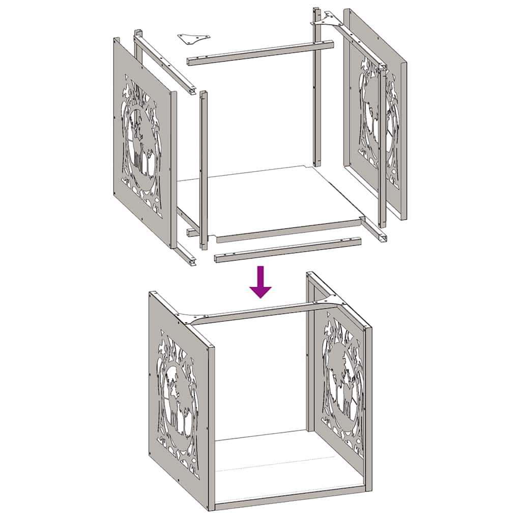 vidaXL Ράφι Καυσόξυλων Λευκό 40x40x40 εκ. Χάλυβας ψυχρής έλασης
