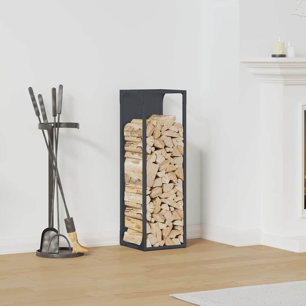vidaXL Ράφι για καυσόξυλα Ανθρακί 25x25x80 cm Ατσάλι ψυχρής έλασης